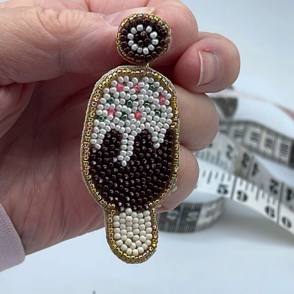 Beaded ice cream bar pierced earrings. - Picture 5 of 7